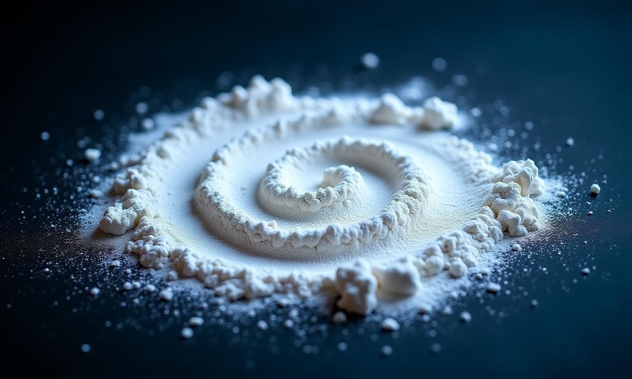 Macro shot of artisan flour dust resembling a nebula