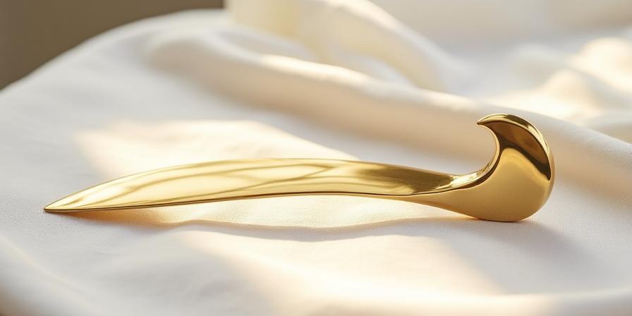 Polished brass scoring lame in the shape of a crescent moon